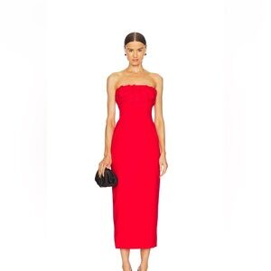 Red runway label dress from revolve